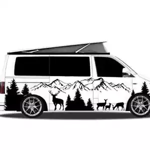 Large Mountain Tree Deer Forest Van Rv Car Sticker Travel Adventure Vinyl Decor - Bild 1 von 10