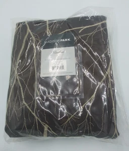 MADISON PARK ANDORA 50" x 84" LINED CURTAIN PANEL EMBROIDERED BRANCHES - CHOC - Picture 1 of 9