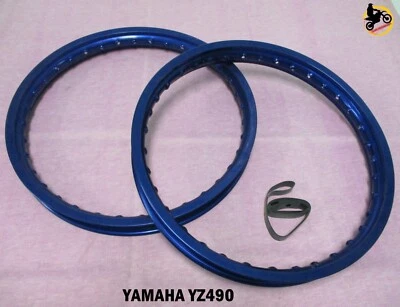 FIT YAMAHA YZ490 ALUMINIUM  BLUE FRONT + REAR WHEEL RIM SET   **nan3784** Foto 1 de 4