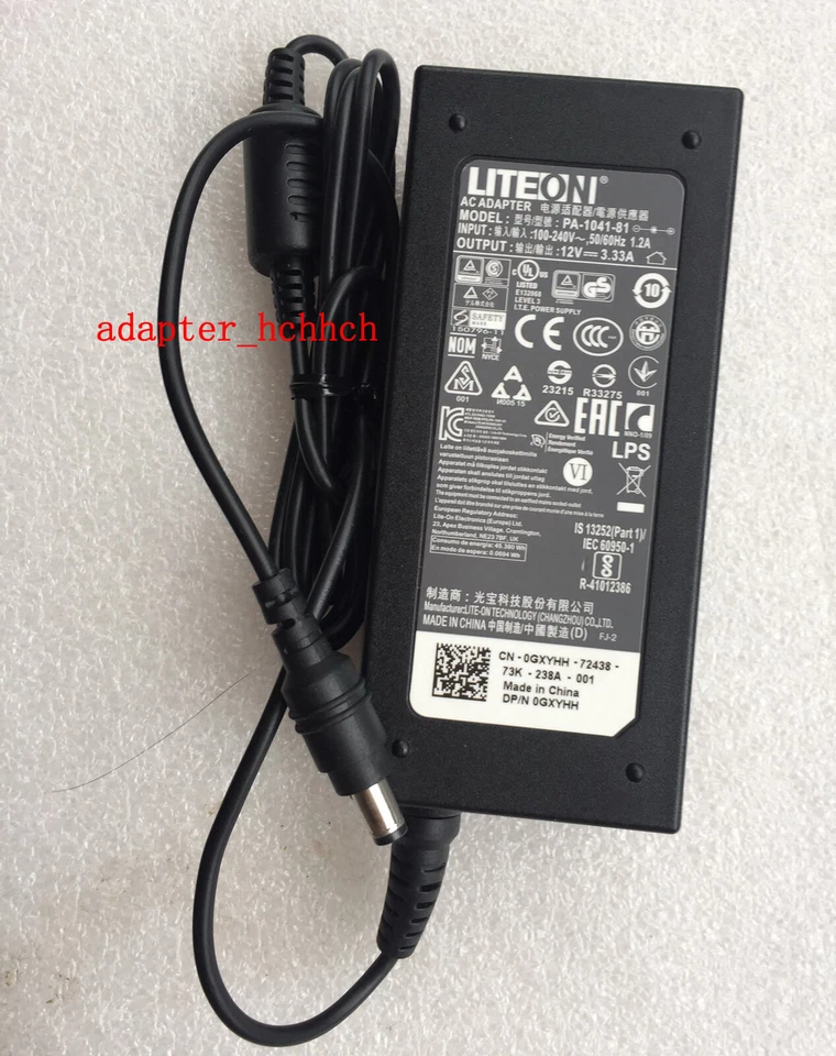LITEON 12v 3.33a 40w AC Adapter Charger for Dell Monitor Pa-1041-81 GXYHH