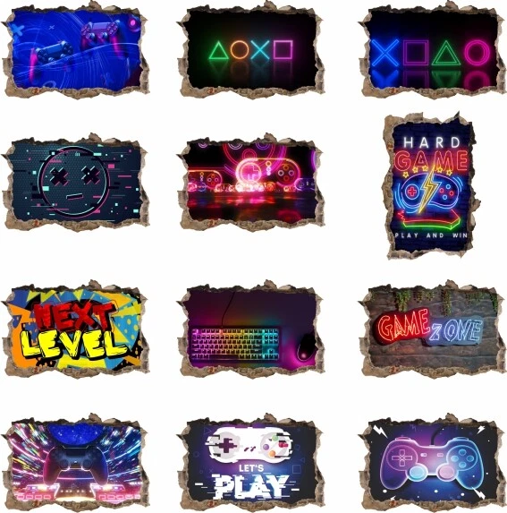 Gamer Spieler Playstation 140cm STICKER 3D Wandtattoo Wandbild Aufkleber - Bild 1 von 1