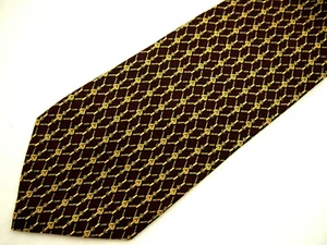Brooks Brothers Makers Mens Necktie Tie Maroon Red Gold Buckle Belt Link Silk 56 - Picture 1 of 4