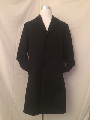 Michael Kors Men's Black Wool Blended Long Dressy 3 4 Trench Coat Button Pockets