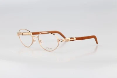 Diva 5099 6, Vintage años 90 oro y madera genuina templos ovalados marcos de gafas Nuevo de Lote Antiguo Foto 1 de 4