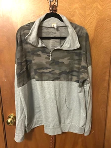 7th Ray Mujer Manga Larga 1/4 Cremallera Camuflaje Sudadera Bolsillos Plus 3XL Gris - Imagen 1 de 4