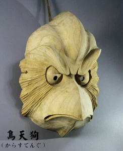 Máscara Tallada a Mano KARASUTENGU Japonesa Noh Kyougen Kagura Bugaku Casco GAGAKU  - Imagen 1 de 3