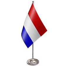 Netherlands Satin & Chrome Premium Table Flag 