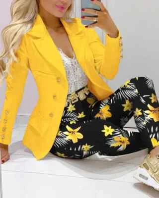 Conjunto de 2 piezas chaqueta y pantalón de negocios mujer estilo formal oficina Foto 1 de 4