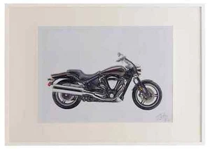 Yamaha RoadStar Warrior 2003 A2 framed limited edition print drawing - Picture 1 of 1