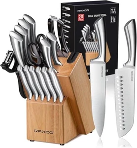 RAXCO Knife Set,18-Piece Kitchen Knife Set-Steak Knife Set,Knife Block Set with - Picture 1 of 7