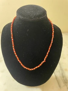 Collana corallo mediterraneo 72 cannette da 3 mm Lunghezza estesa 41 cm - Foto 1 di 11