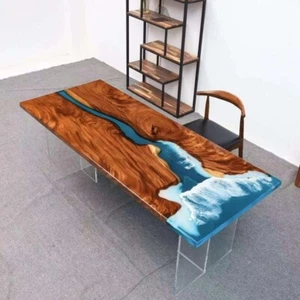 Custom Handmade Live Edge Epoxy Dining Table | Epoxy Resin Kitchen Table - Picture 1 of 10