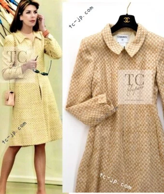 $3.4K Abrigo CHANEL 01C Miel Caléndula Beige Cremallera Algodón Tweed Pasarela 42 US10 Foto 1 de 4