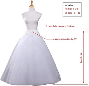 Weiß Neu kein ringe 3 Schicht petticoat Unterrock Hochzeit Krinoline Reifrock SM - Bild 1 von 6