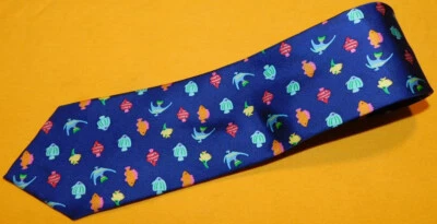 BOY'S ALYNN NECKWEAR "TROPICAL AQUARIUM" BLUE/RED/ORANGE FISH MOTIF TIE - TIES. - Image 1 of 3