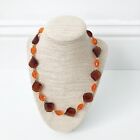 Neuf avec étiquettes collier perles en cristal et en métal tchèques authentiques marron orange 