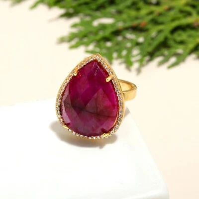 Lab Created Ruby Zircon Gemstone Handmade 925 Sterling Silver Ring Gift For Her - Image 1 of 4