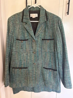 Brownstone Studio Womens Multicolor Woven Two-Piece Skirt Suit Set 16 Fall Blue - Image 1 of 4