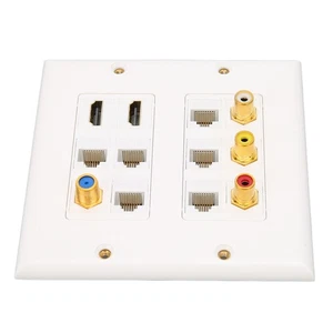 Ethernet Wall Plate Hd Multimedia Interface Cat6 Tv F Head Coax Ethernet AM - Afbeelding 1 van 22