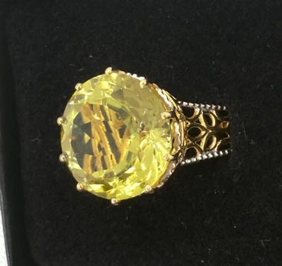 Anillo de oro de plata de ley citrino 925 talla 9,5 oro vermeil sobre plata de ley Foto 1 de 4