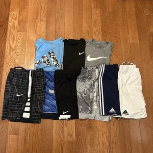Lot of 9 Boys Sz Medium/Large Boys Athletic T-shirt and Shorts Nike Elite Adidas - Picture 1 of 13