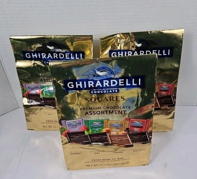  Lot Of 3~XL Bags GHIRARDELLI Premium ASSORTED Chocolate Squares 15.77 Oz   - Image 1 of 4