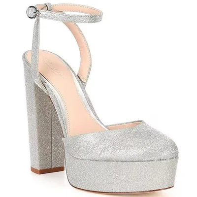 Antonio Melani x Born on Fifth Liv Metallic Glitter Closed Toe Platform Pumps 6 - Image 1 of 4