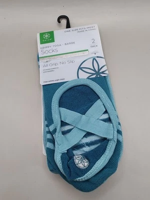 2 Pk Gaiam Grippy Yoga-Barre Socks New Aqua One Size Fits Most A1 - Image 1 of 2