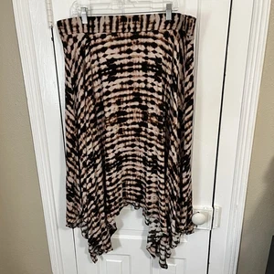 Torrid Midi Challis Handkerchief Skirt Tie Dye Black Plus Size 2 2X V - Picture 1 of 6