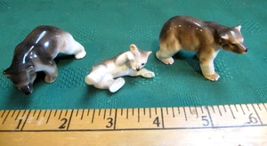 Vtg set of 3-BEARS Dad, Mom, Baby Miniature Bone China Figurine Hagen Renaker - Picture 1 of 12