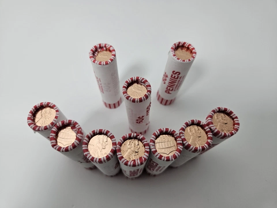 Десять (10) рулонов пенни с изображением Линкольна 2025 D блестяще не бывшие в обращении 500c - Изображение 1 из 2