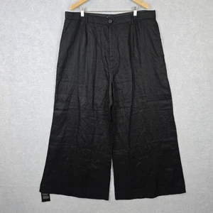 Bohemian Traders Pants Womens 3XL 20 Black Wide Leg Tailored Trouser Linen - Picture 1 of 12
