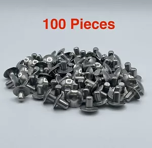 Solid aluminum brazier head rivets 1/4" x 3/8" head 5/8" 100 Piece Set - Picture 1 of 5