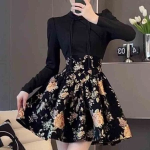 Ethnic Lady Long Sleeve Dress Short Floral Tassel Swing Retro French Style Dress - Picture 1 of 7