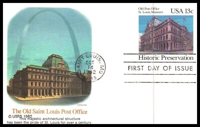 USA Post Card - 1982 - The Old St. Louis Post Office, Fleetwood UX97 FDC - Image 1 of 2