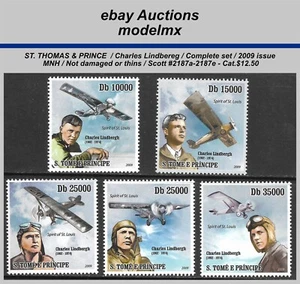 St. Thomas & Prince Islands - Charles Lindberg, MI.#2187a-e, MNH - Cat. $12,50 - Foto 1 di 1