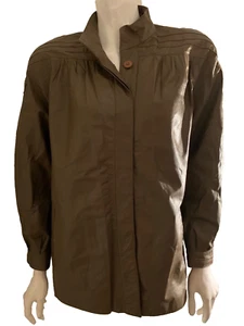 NEW Unbranded women's winter vintage leather jacket dark brown buttons front S - Picture 1 of 12