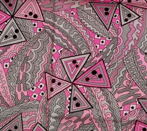1 yd vtg 60s-70s cotton duck canvas - mod pink/black geometric - Picture 1 of 2