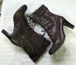 Women's Size 10M Aerosole Leather Lace Up Heel Boots, 3.5" Heel - EUC! - Picture 1 of 8