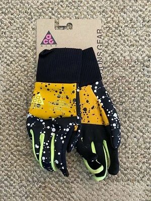 Nike Lab ACG Guantes Escudo Correr Amarillo Negro Elástico Tecnología $60 Para Mujer Talla XS Foto 1 de 2