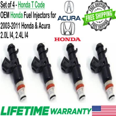 Honda 4Pcs Genuine Flow Matched Fuel Injectors For 2005, 2006 Acura RSX 2.0L I4 - Image 1 of 4