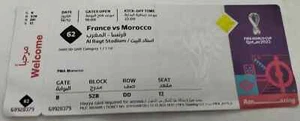 # TICKET Nombres Copa Mundial FIFA Qatar 2022 Francia Marruecos Partido 62 Mbappé Bono - Imagen 1 de 1
