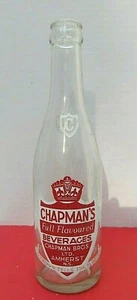Vintage Chapman's Beverages Amherst 8 oz Glass Soda Bottle - 8 1/2 in tall (243f - Picture 1 of 5