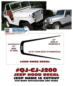 QJ-J200 JEEP - U SHAPED JEEP NAME HOOD DECAL - CJ5 - CJ7 - FLAT HOOD ONLY - Bild 1 von 1