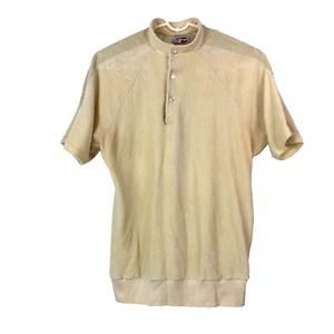 Camisa de Colección Años 70 MK Today Terry Amarillo Cuello Mandarín Manga Corta Pecho 38" - Imagen 1 de 4