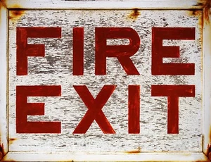 TIN SIGN "Fire Exit" Safety Rustic Ad Kitchen Wall Decor Farm Cafe Diner Vintag - Picture 1 of 1