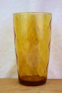 Vtg Hazel Atlas Amber Diamond Optic Cooler 6.5 " Glass Tumbler (s) 24 oz - Picture 1 of 6