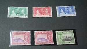 Lot 6 Briefmarken 1937 Hong Kong Coronation Issue, Scott # 151-53, 169 4c, 170 5c - Bild 1 von 12
