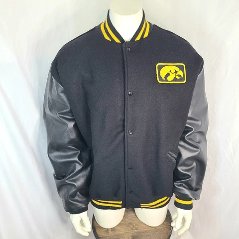 Vtg University of Iowa Hawkeyes Varsity Letterman Jacket Made in USA sz 2X Long Cover