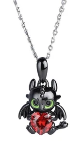 Collar colgante de metal sin dientes How To Train Your Dragon con piedra roja - Imagen 1 de 1